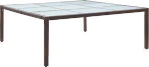 Maison Exclusive – Záhradný jedálenský stôl, hnedý, 200×200×74 cm, umelý ratan