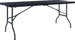 Maison Exclusive – Záhradný stôl, skladací, čierna farba, rozmer 180×75×72 cm, materiál HDPE, vzhľad ratanu