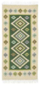 Obojstranný koberec / behúň Kilim romby zelený