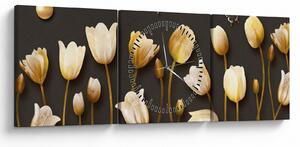 Obraz - Tulipány - abstraktné (s hodinami) (90x30 cm)