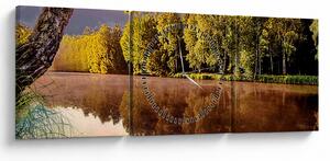 Obraz - Za riekou (s hodinami) (90x30 cm)