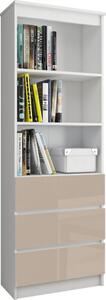 Regál R60 3SZ 2P CLP biely / cappuccino lesk