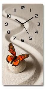 Nástenné hodiny Kameň zen a motýľ