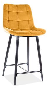 Polovičná barová stolička CHIC H-2 VELVET čierny rám / curry BLUVEL 68