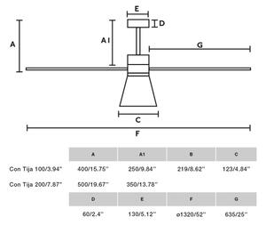 FARO 33760WT-22-LED Stmievateľný ventilátor AMELIA L CONE LED/20W/230V biela pr. 132 cm WT + DO
