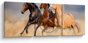 Obraz - Divé kone (s hodinami) (90x30 cm)