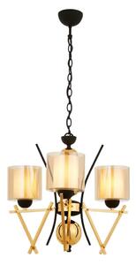 Luster na reťazi VARANA 3xE27/40W/230V čierna/zlatá