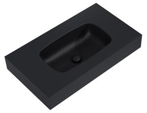 Lotosan LOTOSTONE nástenné umývadlo v doske 80 cm 80,6 x 12 x 46 cm čierna matná