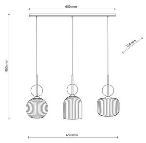 Závesný luster na lanku SOPHIA 3xE14/10W/230V čierna/dymová béžová