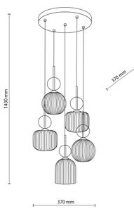 Luster na lanku SOPHIA 5xE14/10W/230V čierna/dýmová béžová