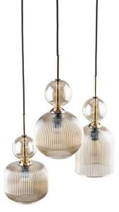 Závesný luster na lanku SOPHIA 3xE14/10W/230V čierna/dymová béžová