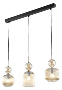 Závesný luster na lanku SOPHIA 3xE14/10W/230V čierna/dymová béžová