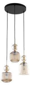 Závesný luster na lanku SOPHIA 3xE14/10W/230V čierna/dymová béžová