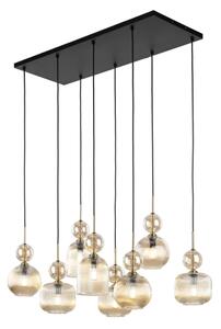 Závesný luster SOPHIA na lanku 8xE14/10W/230V čierna/dymovo-béžová
