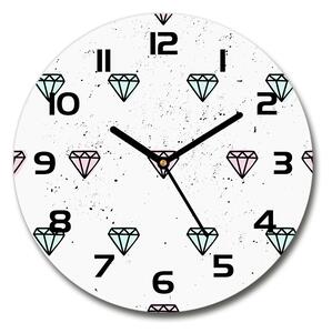 Sklenené nástenné hodiny okrúhle Diamanty