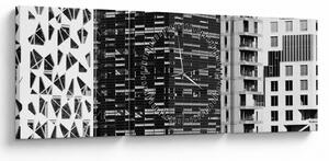 Obraz čiernobiele architektúry (s hodinami) (90x30 cm)