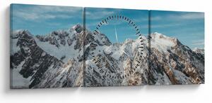 Obraz zasnežených vrcholkov, Fiordland (s hodinami) (90x30 cm)
