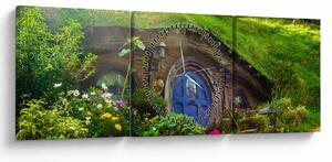 Obraz - Hobitína (s hodinami) (90x30 cm)