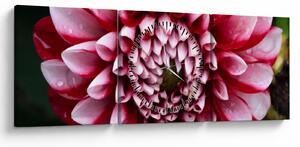 Obraz ružovej Dahlie (s hodinami) (90x30 cm)