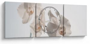 Obraz bielej orchidey (s hodinami) (90x30 cm)