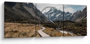 Obraz - Chodník v údolí hory Mt. Cook (s hodinami) (90x30 cm)