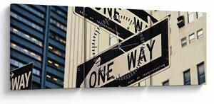 Obraz - New York ONE WAY (s hodinami) (90x30 cm)