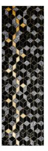 Koberec / Behúň GLOSS 400B 86 glamour, art deco, 3D geometrický - čierny / zlatý