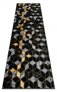 Koberec / Behúň GLOSS 400B 86 glamour, art deco, 3D geometrický - čierny / zlatý