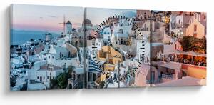 Obraz - Súmrak v Santorini (s hodinami) (90x30 cm)