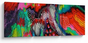 Obraz abstraktné - farby (s hodinami) (90x30 cm)