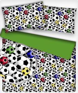 Bavlnená látka vzor football multi, farba biela, metráž 160 cm