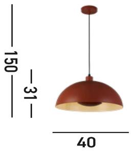 Závesné svietidlo Mars, tmavo oranžové, Ø 40 cm, oceľ
