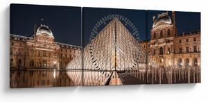 Obraz - Louvre v noci (s hodinami) (90x30 cm)