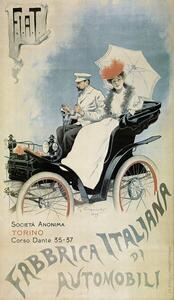 Fotografia Poster advertising an early 'FIAT' car, 1899, Carpanetto, Giovanni Battista, (22.5 x 40 cm)