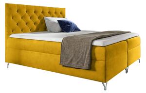 KONDELA Boxspringová posteľ, 140x200, žltá látka Velvet, GULIETTE + darček
