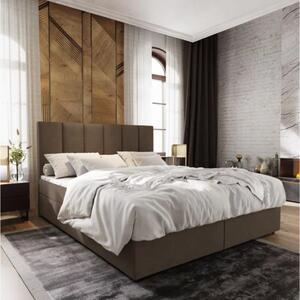 Čalúnená posteľ boxspring MERALIS 140x200 cm hnedá Matrac: Bonell pružinová matrac