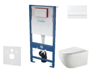 Kielle Genesis - Set predstenovej inštalácie, klozetu Gaia, dosky softclose a tlačidla Gemini I, lesklá biela 30505SS52