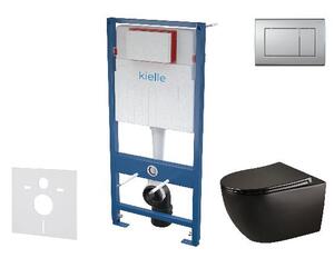 Kielle Genesis - Set predstenovej inštalácie, klozetu Gaia, dosky softclose a tlačidla Gemini III, matný chróm 30505SS45