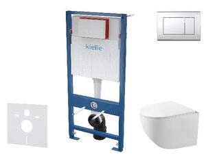 Kielle Genesis - Set predstenovej inštalácie, kompaktného klozetu Gaia, dosky softclose a tlačidla Gemini III, lesklý chróm 30505SS55
