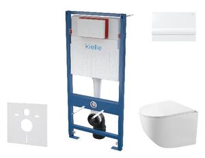 Kielle Genesis - Set predstenovej inštalácie, kompaktného klozetu Gaia, dosky softclose a tlačidla Gemini I, lesklá biela 30505SS59