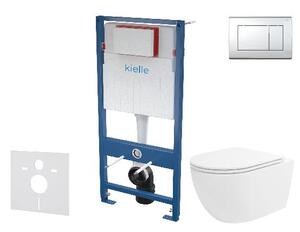 Kielle Genesis - Set predstenovej inštalácie, klozetu Oudee Vortex, dosky softclose a tlačidla Gemini III, lesklý chróm 30505SS85