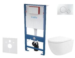 Kielle Genesis - Set predstenovej inštalácie, klozetu Oudee Vortex, dosky softclose a tlačidla Gemini II, lesklý chróm 30505SS83