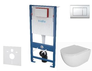 Kielle Genesis - Set predstenovej inštalácie, klozetu Oudee, dosky softclose a tlačidla Gemini III, lesklý chróm 30505SS69