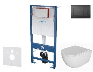 Kielle Genesis - Set predstenovej inštalácie, klozetu Oudee, dosky softclose a tlačidla Gemini III, matná čierna 30505SS71