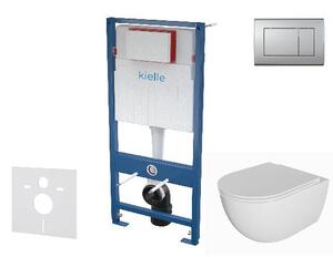 Kielle Genesis - Set predstenovej inštalácie, klozetu Oudee, dosky softclose a tlačidla Gemini III, matný chróm 30505SS70