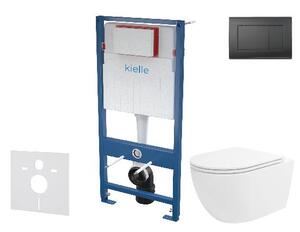 Kielle Genesis - Set predstenovej inštalácie, klozetu Oudee Vortex, dosky softclose a tlačidla Gemini III, matná čená 30505SS87