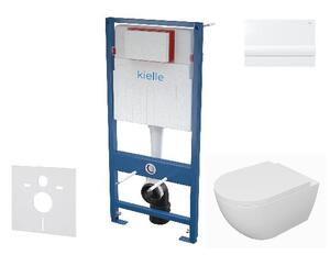 Kielle Genesis - Set predstenovej inštalácie, klozetu Oudee, dosky softclose a tlačidla Gemini I, lesklá biela 30505SS66