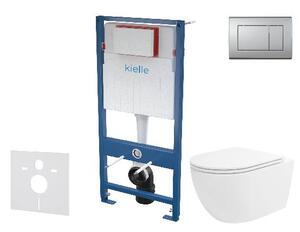 Kielle Genesis - Set predstenovej inštalácie, klozetu Oudee Vortex, dosky softclose a tlačidla Gemini III, matný chróm 30505SS86