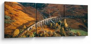 Obraz mosta v škótskom údolí (s hodinami) (90x30 cm)