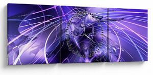 Obraz technické abstrakcie (s hodinami) (90x30 cm)